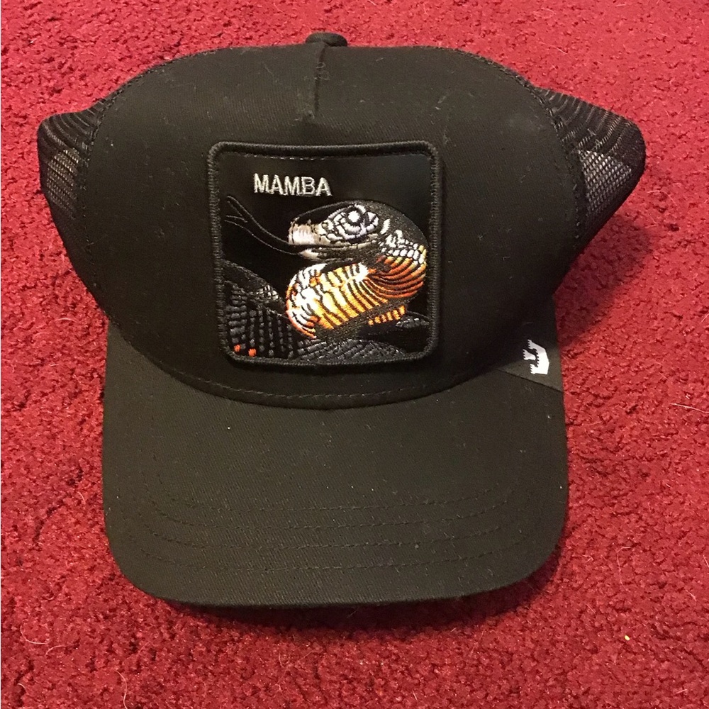 GOORIN BROS THE FARM MAMBA TRUCKER HAT NWT MENS BLACK SNAKE OS UNISEX
